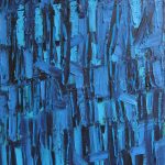 Abstrakcyjny obraz utrzymany w tonacji błękitów