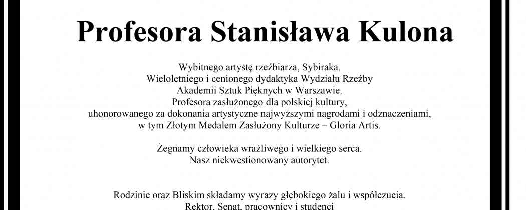 Nekrolog Profesora Stanisława Kulona