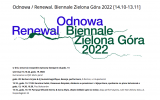 Odnowa/Renewal Biennale Zielona Góra plakat do wystawy zbiorowej oparty na rozwiązaniach typograficznych.