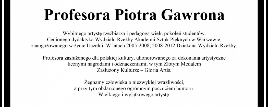 Nekrolog Profesora Piotra Gawrona