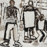Sportowcy, 1996, akryl, płótno, 100x120 cm